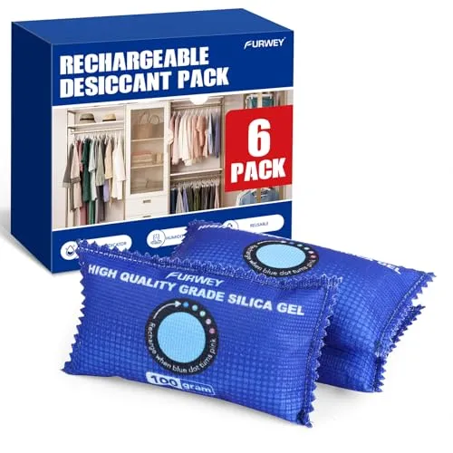 FURWEY 100g Desiccant Packs – Rechargeable Color-Indicating